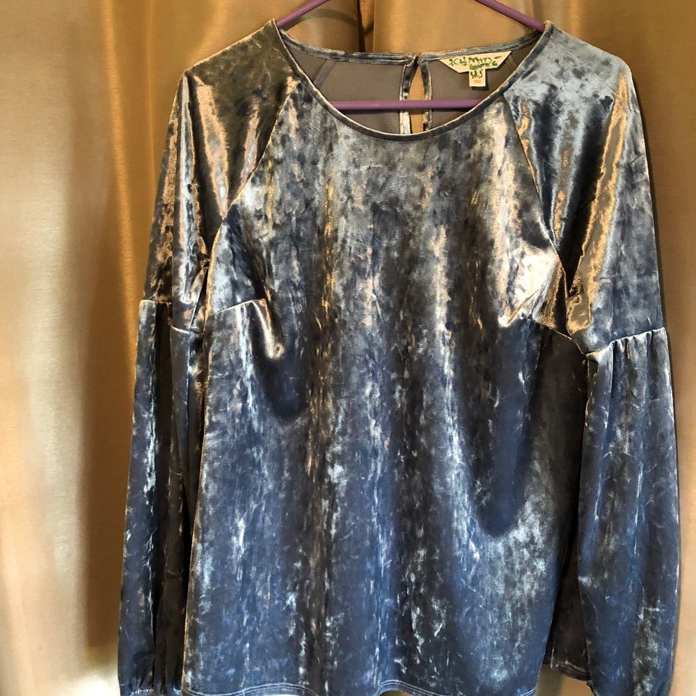 Lauren Conrad Blue Velvet Blouse- Size Medium